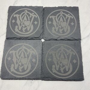 Set of 4 Smith & Wesson Custom Laser‎ Engraved Slate Coasters